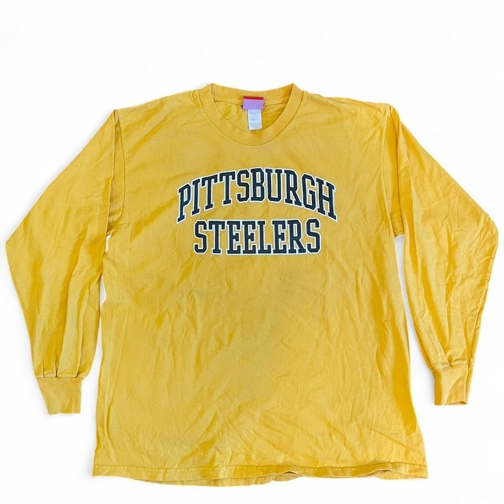 Pittsburgh Steelers Long Sleeve NFL Football Shirt, Gold, Size XL